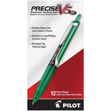 Pilot, Precise V5 RT Refillable & Retractable Rolling Ball Pens, Extra Fine Point 0.5 mm, Green, Pack of 12