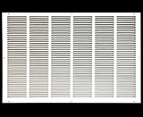 HVAC Premium 32 x 14 [Duct Opening] Flat Stamped Steel Return Air Grille - Sidewall and Ceiling - HVAC Vent Duct Cover - White [