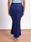 Nykd Everyday Saree Petticoat For Women - Shapewear With Drawstring, Side Slit, Mermaid Cut - Saree Shapewear, Nyoe01, Navy, L,