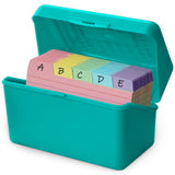 Olivo 3x5 Index Card Holder Box with 100 Cards Dividers Tabs 3x 5, Teal
