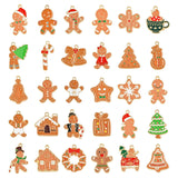 LiQunSweet 30 pcs 30 Styles Christmas Theme Enamel Charms Xmas Tree Gingerbread Candy Snowflake Charms for DIY Jewelry Bracelet 