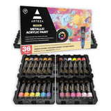 ARTEZA Metallic Acrylic Paint Set of 36 Colors, 0.74 ounce Tubes Non Toxic Artist Paints for Hobby Painters, Art Supplies for Ca