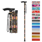 supregear Folding Cane, 5-Level Adjustable Height Walking Stick Lightweight Portable Cane Travel Cane with Wrist Strap and T Han