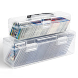 HOXHA Trading Card Storage Box 2 Pack Large & Small Holder Cases for Toploader & Standard Cards, Durable Organizer with 1300+ Ca