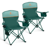 LET'S CAMP Camping Chair 2 Pack Folding Chair with 3-Can Cooler Bag Portable Lawn Chair with Cup Holder,Storage Pocket, Supports