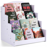 Sunnychicc 1 Pack Greeting Card Display Stand 4-tiered Multi-purpose Sticker PVC Display Rack for Vendors Photo Bookmark Art Boo