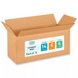 Medium Moving & Shipping Boxes 14 x 6 x 6 inches (5-Pack) - Extra Strength 200 lb vs Regular - Corrugated Packing Boxes for Deli