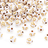 Pandahall 100 Pcs Round Acrylic Crucifix Cross Bead 8mm Beige Ball Spacer for Holy Catholic Rosary Necklace Bracelet Jewelry Mak