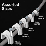 500pcs Cable Clips with Steel Nail in Cable Clips White 4mm 5mm 6mm 8mm 10mm Cable Wire Clips Cable Wall Clip Wire Staples Cord