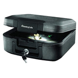 SentrySafe Fireproof and Waterproof Chest Box with Key Lock, Black Travel Safe with Interior Lighting and Carrying Handle, 0.28 