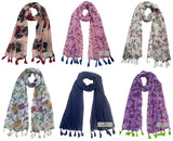 Fusfus WomenS Printed Chiffon Scarves And Stoles, Free Size(Multicolour, Fs856) Pack Of 6 (Multicolor1)