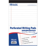BAZIC Perforated Writing Pad, 50 Sheets 5x8 Inch, White Jr. Lined Ruled Memo Writing Pads Note Paper for Office School Student, 