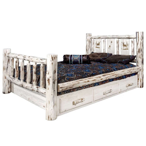 Montana Woodworks Elk Design Laser Engraved Storage Bed (Full: 87 In. L X 60 In. W X 47 In. H (336 Lbs.))