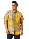 Thomas Scott Mens Checked Half Sleeve Regular Fit 100% Cotton Double Pocket Spread Collar Casual Shirt (Plus Size), TANGO, 5XL