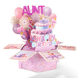 Sinbana Happy Birthday Aunt Pop Up Card, Paper 3D Foldable Aunt Birthday Card with Envelope One Gift From Niece/Nephew(Purple Ro