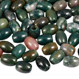 TUMBEELLUWA Stone Bead for Jewelry Making, Healing Crystal Large Hole Oval Shape Loose Beads Pack of 15, Indian Agate