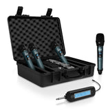 Pyle Portable UHF Band Receiver System, 4 Channel Wireless Microphone System Independent Channel Controls, RF Signal LCD Indicat