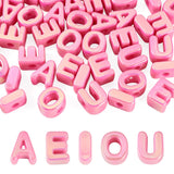 Cheriswelry 50Pcs Acrylic Letter Beads European Large Hole Bracelet Bead Vowel Alphabet Spacer Beads 20.5x8mm for DIY Keychain K