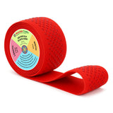 Mandala Crafts 2 Inch Elastic Silicone Gripper Tape for Clothing - 5 Yds Dotted Non Slip Elastic Band for Sewing - Red Silicone 