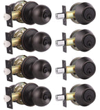 4 Pack Keyed Alike Entry Door Knob And Single Cylinder Deadbolt Lock Set Security For Entrance And Front Door, Exterior Door Loc