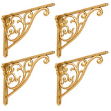 khtumeware Gold Shelf Brackets 5 Inch 4PCS Heavy Duty Antique Gold Wall Bracket Baroque Kitchen Decorative Rack Shelves, Small B