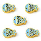 LiQunSweet 20 Pcs Enamel Marine Animal Golden Bead Fish Beads for Jewelry Making Bulk
