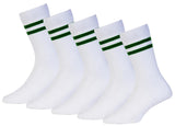 Rc. Royal Class Cotton Boys & Girls Calf Length White Bottle Green Striped Dps School Socks(Pack Of 5 Pairs) (67 Years)