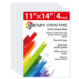 Simetufy 4 Pack 11x14 Inch Canvas Boards for Painting Blank Canvases Panels Primed Acid-Free 100% Cotton for Acrylics Oil Waterc