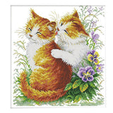 Loom Tree Diy Stamped Cross Stitch Starter Kit PrePrinted Kissing Cats 14Ct 33X34Cm Needlecrafts & Yarn | Embroidery & Cross St
