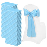 FXKS 100 PCS Satin Chair Sashes Bows for Wedding Reception, Purple Universal Decoration Chair Cover Back Tie Supplies, Washable 