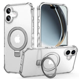 Shecaset for iPhone 16 Plus Case, [Compatible with MagSafe] [Invisible Magnetic Ring Stand], Slim Translucent Matte Wavy Frame W
