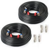 SHD 2Pack 100Feet Video Power Cable - BNC to RCA and BNC Female Connectors for Surveillance CCTV Security System