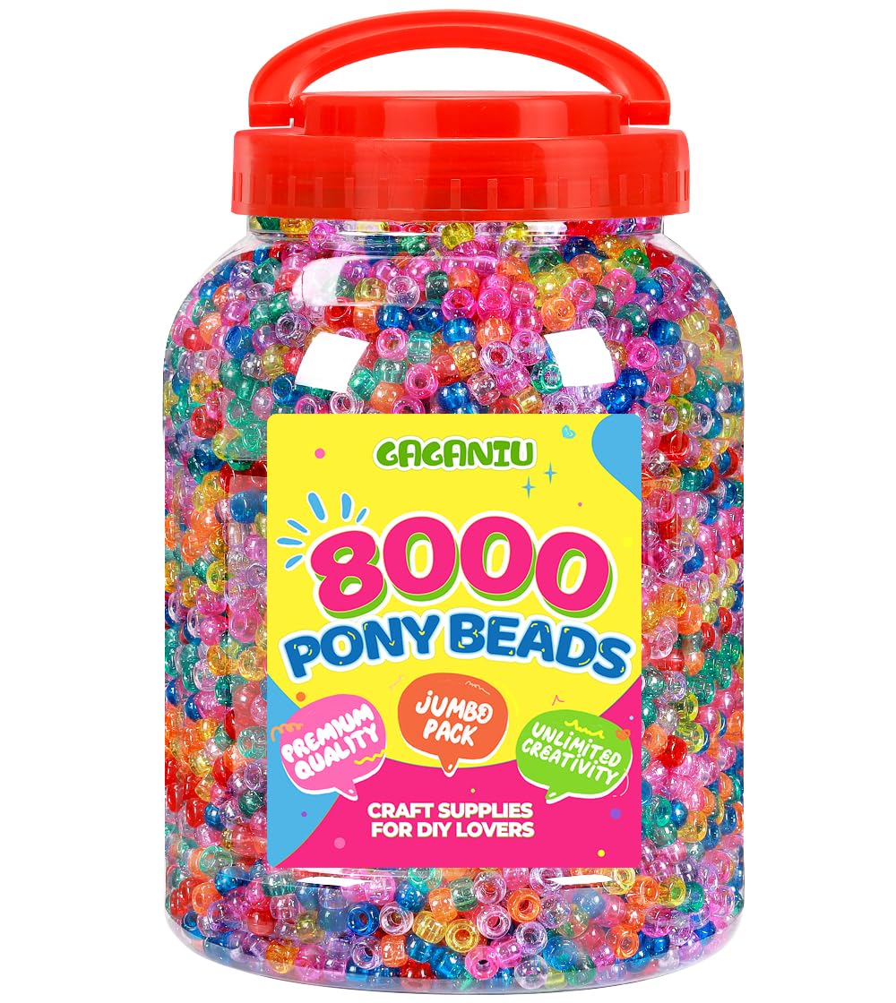 Glitter Pony Beads for Bracelet 8050 pcs Multi-Colored Beads Bulk for Hair Jewelry Making Braiding DIY Crafts Kandi Key Chains a