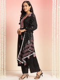 Anni Designer Women'S Rayon Viscose Printed Straight Kurta With Pant & Dupatta (Belagavi Black-Vks05_S_Black_Small),Black,S,Rayon,Regular,