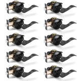 Gobrico 10 Pack Hall and Closet Passage Door Levers, Black Matte Handles for Interior Door, Wave/Drop Style No Locking Door Knob