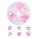 LiQunSweet 8~10mm Pink & Clear Star Round Heart Mixed Shape Plastic Acrylic Loose Beads Assorted Lot for Bracelet Necklace Earri