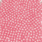 1200pcs 6 6mm Alphabet Beads Transparent Pink Cube Acrylic White Letter Beads, for Bracelets and Jewelry Making