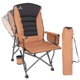 Camping Chairs for Adults, Adjustable Backrest Heavy Duty Oversized Folding Camping Chair Supports 350lbs for Outside with Cup H
