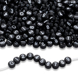 LAIDANLA 1000PCS Acrylic Number Beads White Number Black Round Bead 7 4mm for Jewelry Bracelets Necklaces Key Chains Making