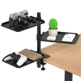 POWNEW 3 Tier Metal Clamp On Desk Shelf - 360 Rotatable Above/Under Table Storage, Adjustable Desktop Organizer for Home Office 