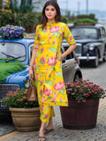 Gosriki Women'S Rayon Viscose Printed A-Line Kurta With Pant (Ladat Yellow-Vks06-Gs_M_Yellow_Medium),Yellow,,B0F8Q8N6B3