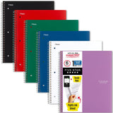 Five Star Spiral Notebook + Study App, 6 Pack, 1 Subject, College Ruled Paper, 81/2 x 11, 100 Sheets, Fights Ink Bleed, Water