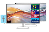 HP 27 FHD IPS (1920x1080) Monitor with Speakers Bundle with Docztorm Dock, 100Hz Refresh Rate, 2X HDMI, 1x VGA, Flicker-Free, Id