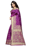 Sugathari Womens Banarasi Saree Pure Kanjivaram Silk Saree Soft New Ladies 2023 Design Wear Pattu Sarees Latest Cotton Party Sari Collections With Blouse Piece For Wedding Sadi (Sam Pari-100 Purple)