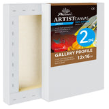PHOENIX 12x16 Inch 2 Pack Gallery Canvas - 1.5 in Thick Canvases for Painting - Deep Edge 100% Cotton 11 Oz. Gesso Primed White 