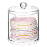 Tbestmax Plastic Cotton Round Holder and Dispenser, Clear Cotton Pads Storage Bathroom Canister Vanity Makeup Organizer
