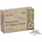 ACCO Recycled Paper Clips, 100/Box, 10 Pack (72365)
