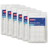 Avery MultiUse Removable Labels, 3/4 Inch Round Stickers, White, NonPrintable, 315 Labels Per Pack, 6Pack, 1,890 Blank Labels