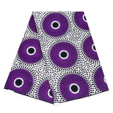 BintaRealWax African Fabric 100% Cotton Purple White African Ankara Print Fabric 6 Yards One Piece 1542