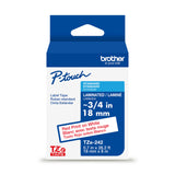 Brother Genuine P-Touch TZe Red Print on White Label Tape (TZe242), Laminated,3/4in x 26.2ft (18mm x 8m), for Select P-Touch Lab